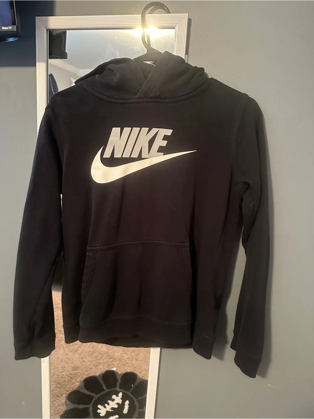 Kids Nike Black Hoodie with White Logo
